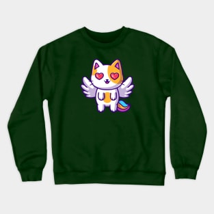 Cute Cat Unicorn Flying Cartoon Crewneck Sweatshirt